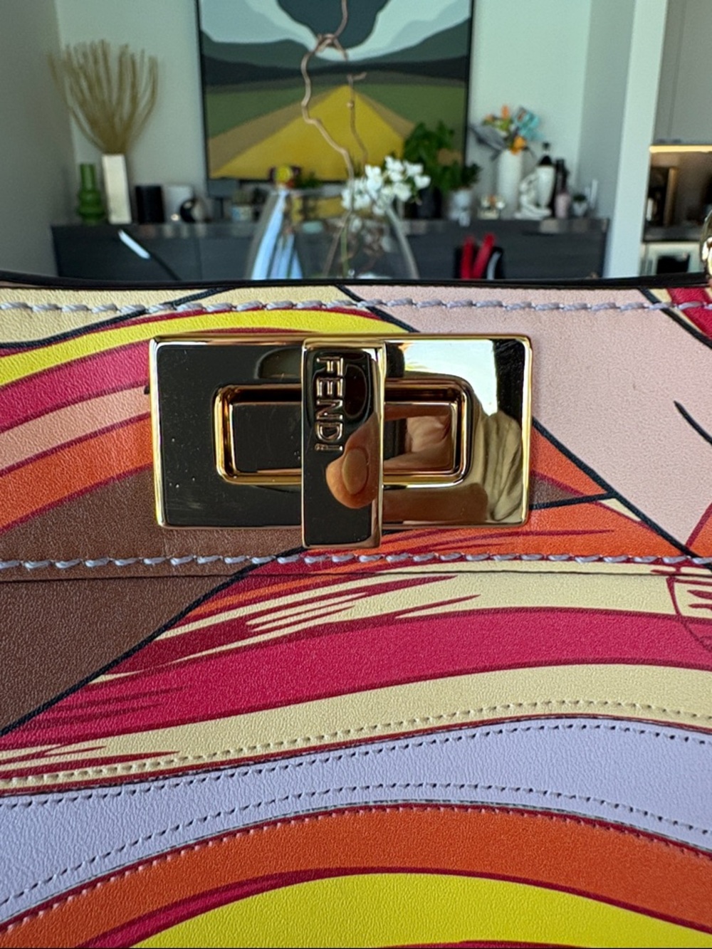 FENDI Rare Leather Shoulder Bag with Gold Hardware - Picture 2 of 12